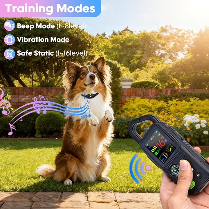 Wireless Dog Fence System for 2 Dogs with Lighting, Adjustable 5 in 1 Electric Fence with Remote, 8 Adjustable Range, 3 Training Mode, Waterproof Training Collar Rechargeable