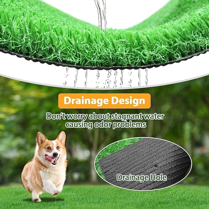 Artificial Grass Rug Turf for Dogs Indoor Outdoor Fake Grass for Dogs Potty Training Area Patio Lawn Decoration (25.6 x 19.7 Inch (Pack of 2))