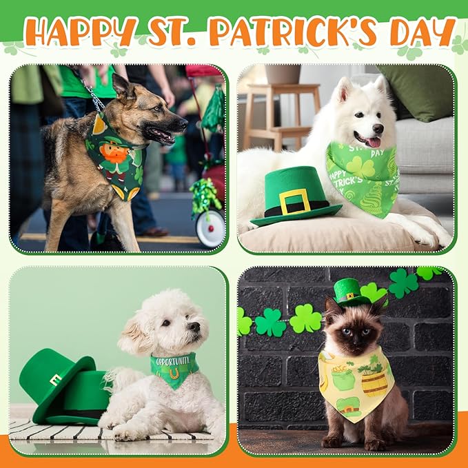 Kacctyen 100 Pcs St. Patrick's Day Dog Bandanas Bulk with Sayings Dog Adjustable Cute Washable Triangle Kerchief Scarf Bibs for Small to Medium Pet Seasonal Party Costume Accessories