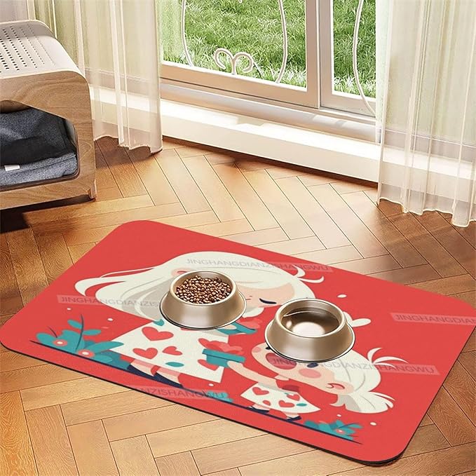 Pet Feeding Mat for Dogs Cats Happy Mother's Day Floral for Mom Cw Absorbent Dog Food Mat Non-Slip Waterproof Placemat Quick Dry Pet Supplies Bowl Mats
