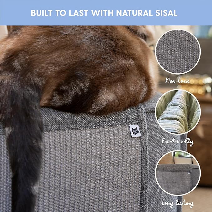 The Cat Ladies Cat Scratch Furniture Protector Mat - Couch Protector from Claws - Anti Scratch Furniture Protectors from Cats Scratching - Sisal Scratcher Pad - Dark Grey