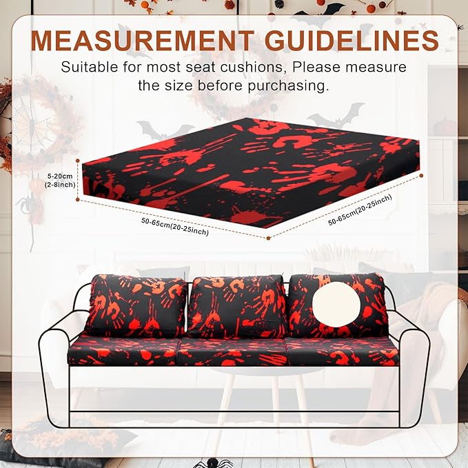 HANDONTIME 8Pcs Halloween Patio Cushion Covers Stretch Couch Covers Black and Red Abstract Replacement Cushions for Outdoor Halloween Patio Furniture Covers for Pets Sofa Covers Washable, Cover Only