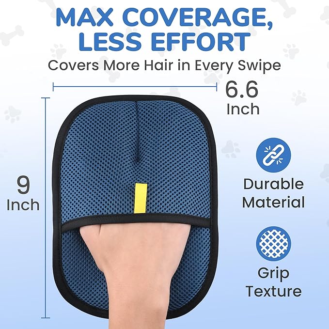 Pet Hair Removal Glove for Cats and Dogs, Electrostatic Magic Brush Pet Hair Remover for Dog Couch, Available in Blue, Purple, Pink, Brown- Perfect for Pet Owners (Blue)