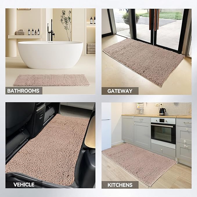 70" X 23" Washable Dog Door Mat, Ultra fine Fiber Dog Door Mat, Quick Drying Chenille Pet Door Mat, Machine Washable Indoor and Outdoor Rug (Camel)