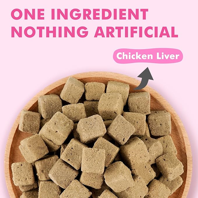 Freeze Dried Dog & Cat Treats – Single Ingredient Chicken Liver, High Protein Training Treats & Food Topper, 10.6 oz
