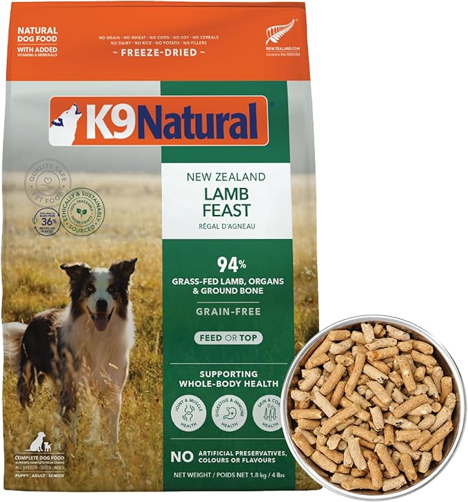 K9 Natural - Grain Free Freeze Dried Dog Food - Lamb, 4lb