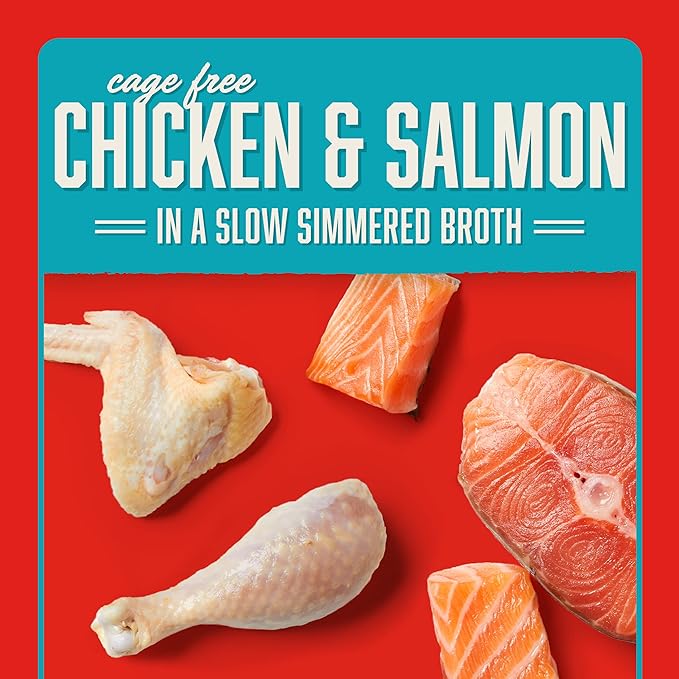 Stella & Chewy's Cage Free Chicken & Salmon Shredrs - Premium Dog Food Pouches - Freeze Dried Raw Nutrition in Broth - Perfect for Picky Eaters- 12 Pack, 2.8oz Each