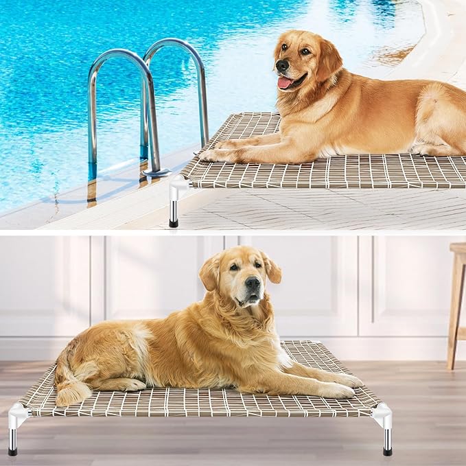Elevated Dog Bed - Raised Pet Cot for Large Dogs, Portable Indoor & Outdoor Dog cot Bed, Soft and Comfortable, Pet Bed for Camping or Beach, XL