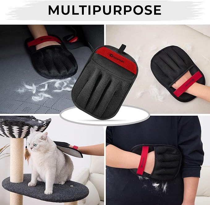 Pet Hair Removal Glove for Cats & Dogs, Upgraded Five-Finger Electrostatic Pet Hair Glove, Reusable Magic Brush Pet Hair Remover Tool for Laundry, Couch, Carpet