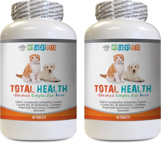 cat Immune Health - Pets Total Health Complex - Dogs and Cats - Best Hair Skin Eye Teeth Nail Urinary Support - Senior cat Treat - 2 Bottles (120 Tablets)