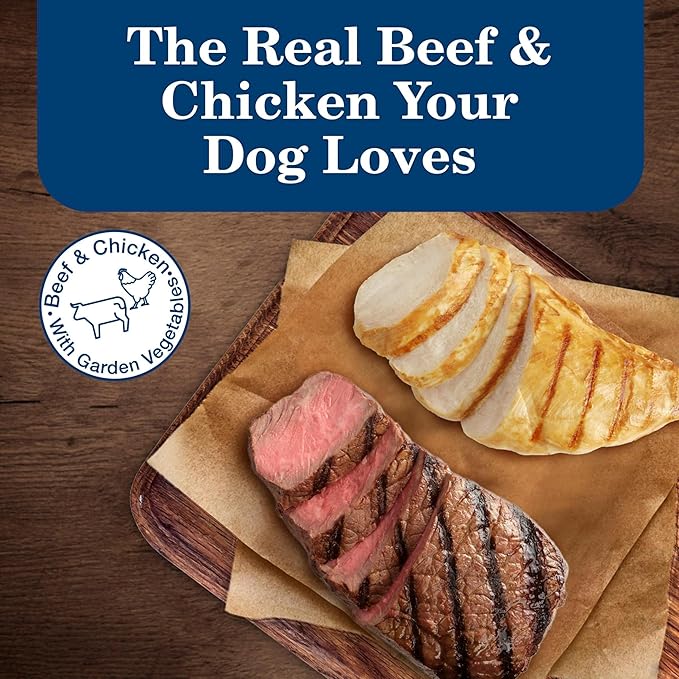 Blue Buffalo Homestyle Recipe Adult Wet Dog Food,Made with Natural Ingredients,Chicken and Beef Dinner Variety Pack,12.5-oz Cans,(Pack of 12)