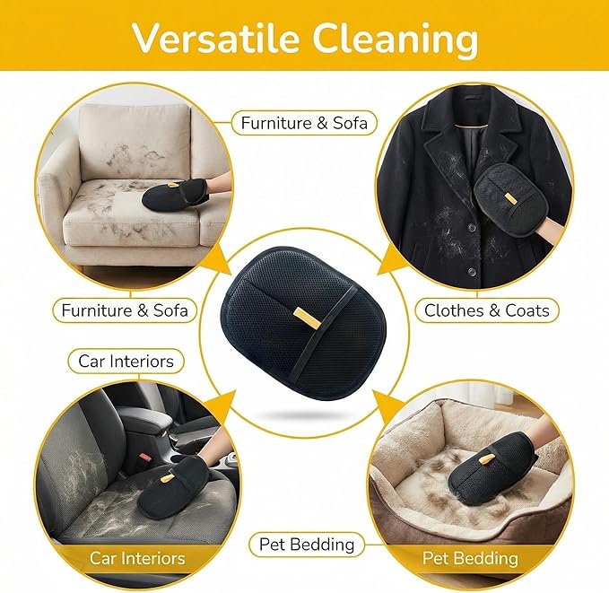 2PC 2025 Electrostatic Gloves Pet Hair: Pets Hair Remover Electro Antistatic Hair Removal Glove Cat Mitt Mitten Static Reusable Tool Furniture Cleaning Animal Double Sided Grooming Magic Fur Dogs Mit