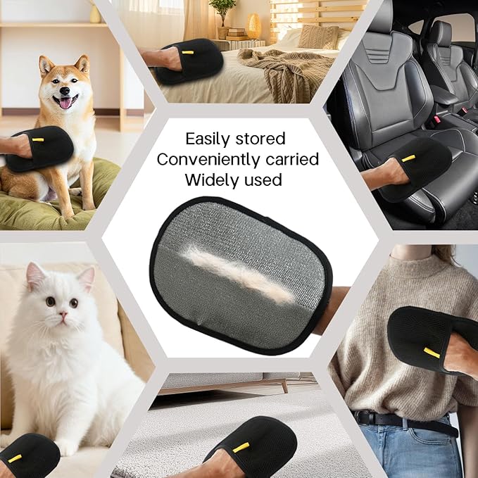 The Magic Brush Pet Hair Removel, Pet Hair Remover for Laundry, Soft Silicone Massage Glove, Uproot Clean Pet Grooming Gloves Reusable & Washable for Furniture, Carpet, Car Seat.