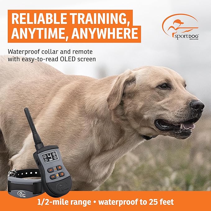 SportDOG SportTrainer Remote Trainer - Reliable Off-Leash Control - OLED Screen - Waterproof Dog Training Collar - Rechargeable E-Collar - 1/2 Mile-Range - Black