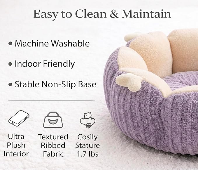 BNG Orthopedic Calming Cat Bed – 18" Plush Cave for Indoor Cats & Small Dogs, Washable & Reversible Pet Bed with Non-Slip Base for Stress-Free Naps