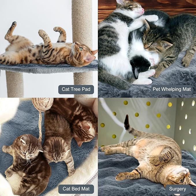 3 Pack Dark Gray Self Warming Cat Bed Indoor 12''x12'' Cat Self Heating Mat Soft Thermal Kitten Bed Heated Pet Dog Pad Washable Removable for Outdoor Use Non Slip Reflect Body Heat
