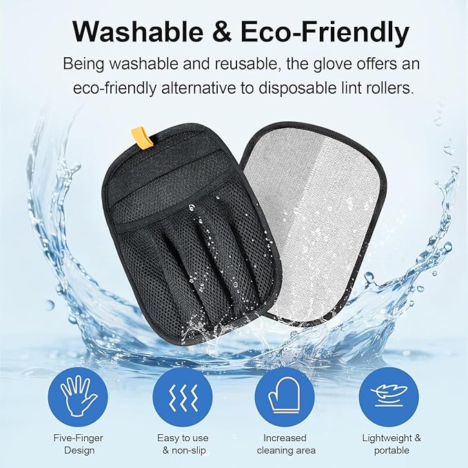 Upgraded Electrostatic Pet Hair Removal Glove,Quick Wiping, Reusable & Washable for Carpet Clothing Pet Beds Sofa Car Seats Effortless Cats & Dogs Hair Remover for Busy Pet Owners