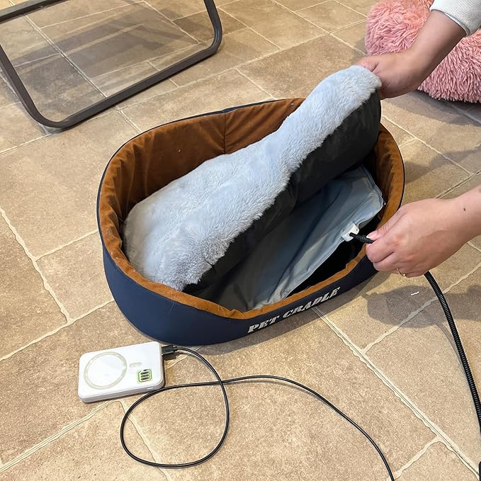 USB Pet Heating Pad – Turns Any Pet Bed Heated (Use Inside Bed), 5V/2A Required, 5-Temp & Timer, 140°F Auto Shut-Off, Waterproof Warmer for Cats/Dogs, Power Bank/Wall/Car Powered (12"x16")