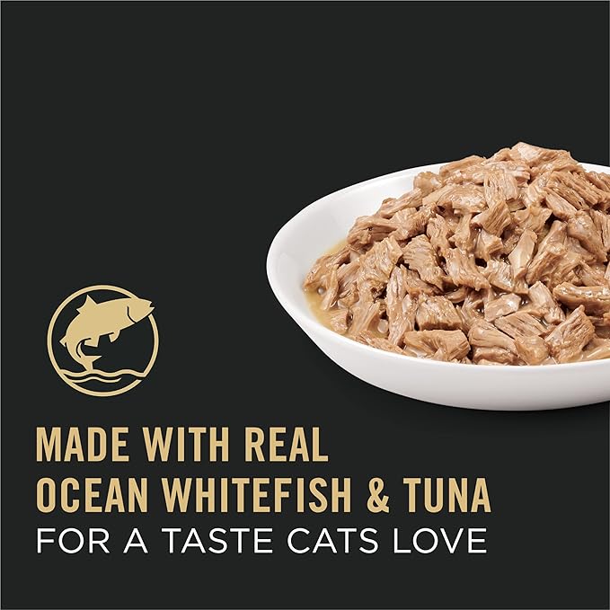 Purina Pro Plan Gravy, High Protein Wet Cat Food, Complete Essentials Ocean Whitefish and Tuna Entree in Sauce - (Pack of 24) 5.5 oz. Cans