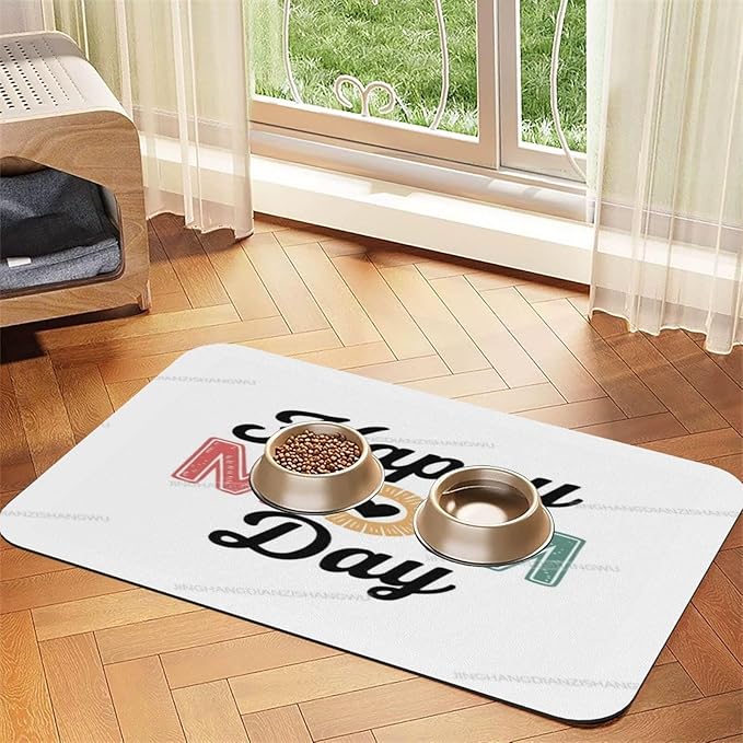 Pet Feeding Mat for Floors Waterproof Dog Mat for Food and Water Mom'S Happy Day Happy Mother's Day Floral Gift Mom Absorbent Quick Dry Non Slip Mats Cat Bowls 24x16In