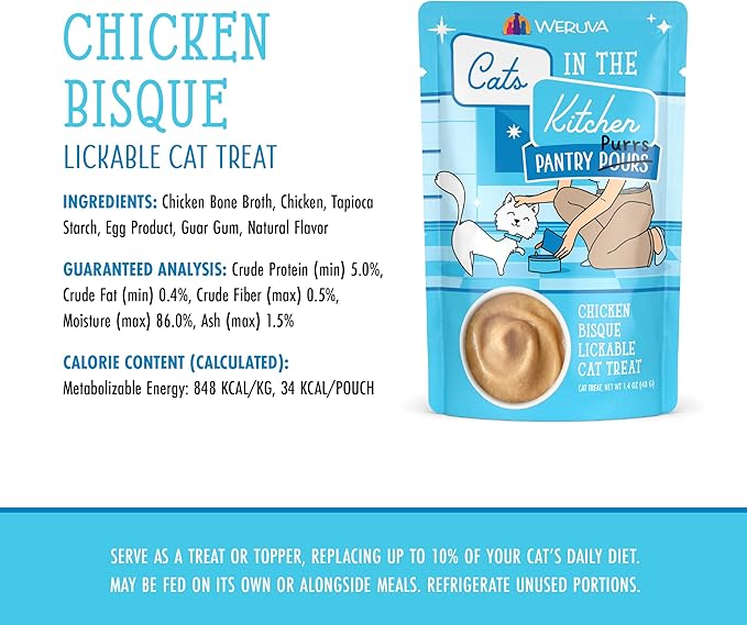 Weruva Cats in The Kitchen Pantry Pours, Chicken Bisque, 1.4oz Pouch, Pack of 12