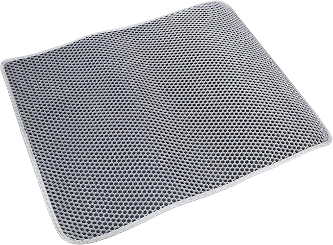 Cat Litter Mat,Honeycomb Double Layer Waterproof Non-Slip Litter Trapping Mat, Easy Clean Washable Scatter Control Mat for Litter Box Floor (Gray, 30x24 Inch)