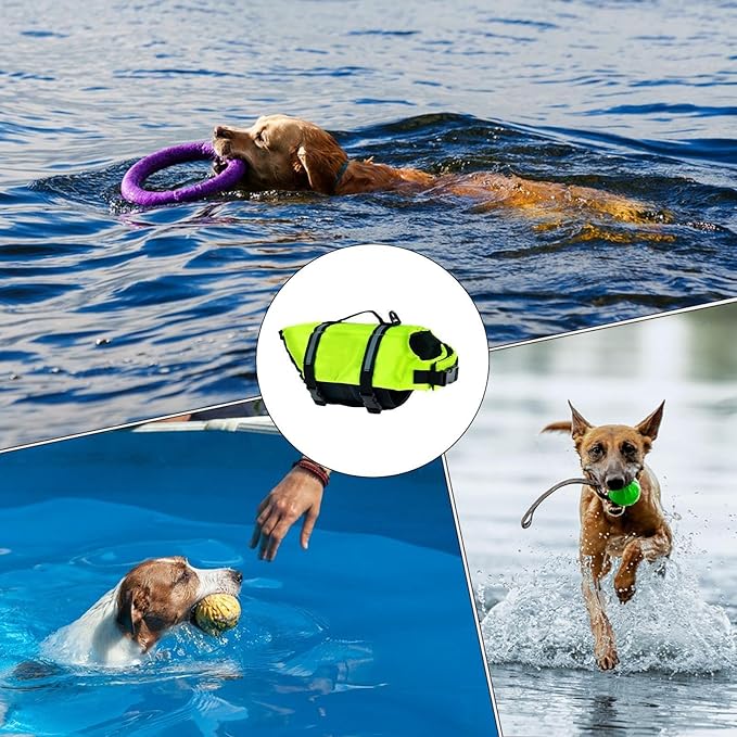 Dog Life Jacket - High Visibility Dog Life Vest, Puppy Rescue Vests, for Swimming & Boating Polyester Pet Supplies for Pool Lake Kayaking Large Small Breeds Puppy Doggy Pool Dock Beach