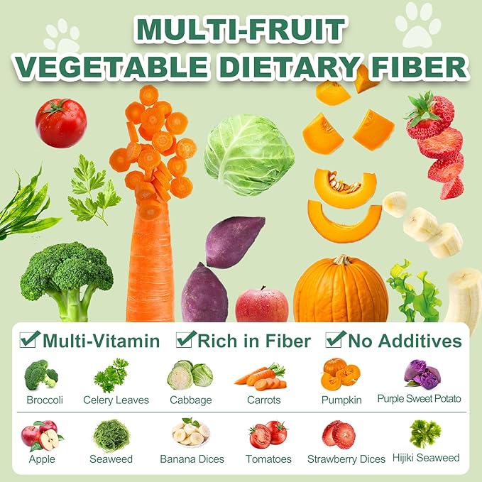 12-in-1 Vegetable Fruit Mix Cats Dogs Treast - Natural Ingredient Food Toppers Picky Eaters, High Fiber Digestive Health, Grain-Free(8.5oz)