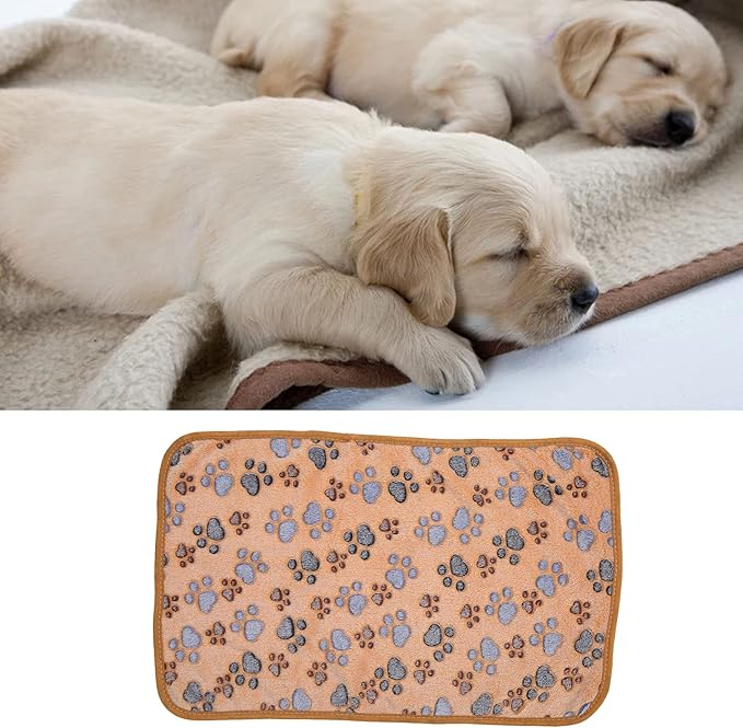 3Pcs Dog Paw Print Fleece Blanket, Pet Warm Sleep Mat, Coral Fleece Soft Dog Blanket with Cute Paw Design, Bite Resistant Pet Supplies for Dogs Cats Small Animals (S)