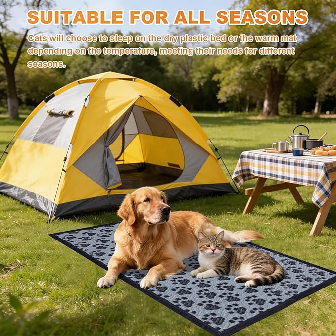 3x2 Feet Cat Bed Mats, Stain-Resistant, Washable and Easy to Clean, Reversible for Double-Sided Use, Convenient Design, Suitable for Both Outdoor and Indoor