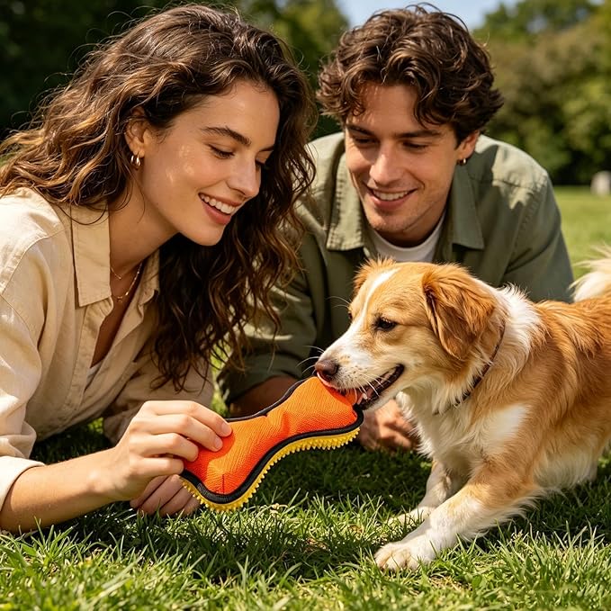 Rubber Dog Chew Toy, Squeaky Pet Supplies Bone, Play Accessory for Aggressive Chewers Safe Material Pet Care Product Fun Gift for Puppies Indoor Outdoor Boredom Stocking Stuffer