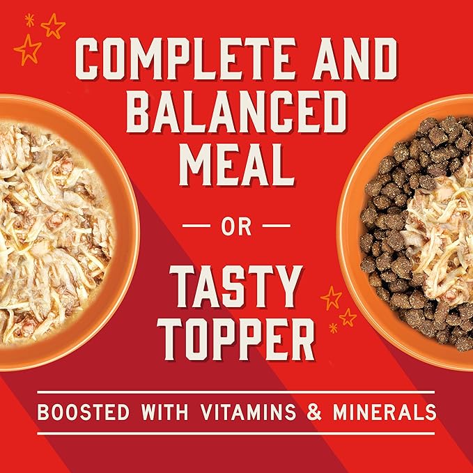 Stella & Chewy's Grass Fed Beef & Chicken Shredrs - Premium Dog Food Pouches - Perfect For Picky Eaters - 12 Pack, 2.8oz Each