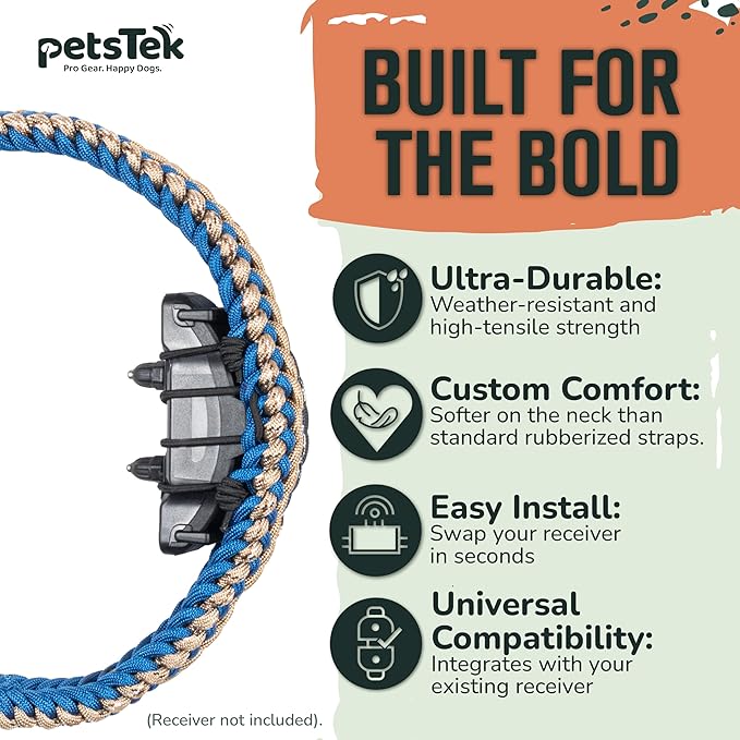 E-Collar Cover - For Large Dogs with 22-25" Neck Size - Adjustable Nylon Cord, Quick Release Buckle, Heavy Duty Loop Strap Compatible with Dogtra, Educator, SportDog, Garmin, Bousnic, Jugbow (Riviera)