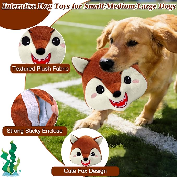 Mity rain Interactive Dog Toys Fox with Thicken Plush, Moving Dog Toy with Recording Mode Shaking & Singing Mode Bouncing, Funny Ball Jumping to Keep Them Busy & Chase, Rechargeable (No Zipper)