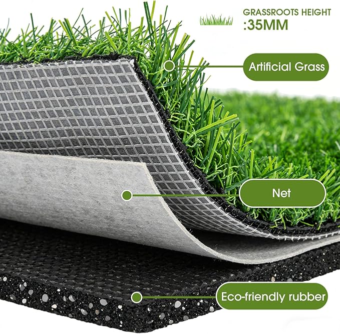 Artificial Grass Turf Grass for Dogs & Outdoor Use, Realistic Fake Lawn Grass for Patio, Garden, Balcony, Durable Turf for Indoor Outdoor Mats (47.3 x 31.5 in)