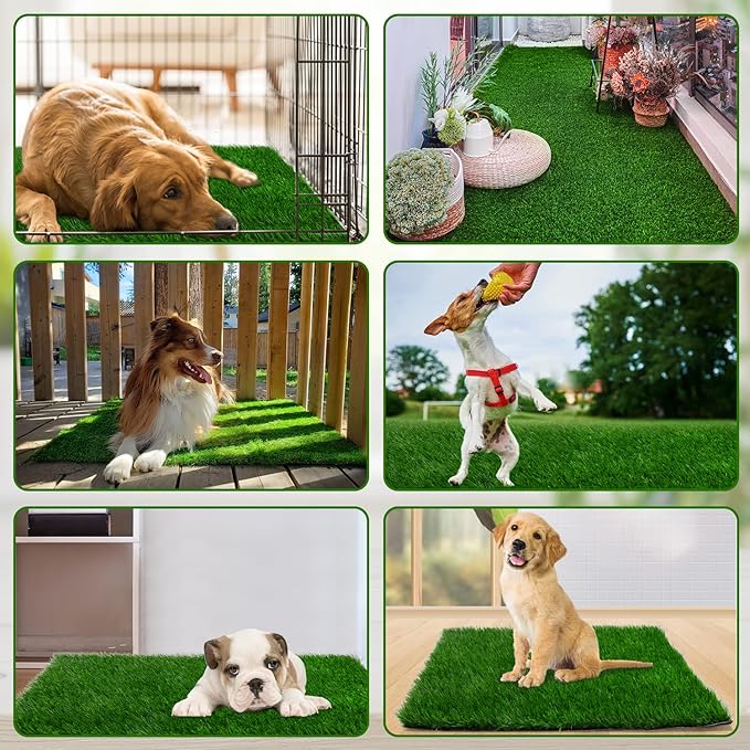 Grass Pad for Dogs 39.3 x 19.7 inches, Strong Absorbency Soft and Real Grass for Pets Potty Training, Easy to Clean Fake Grass for Dog Indoor Outdoor Use (1 Pack)