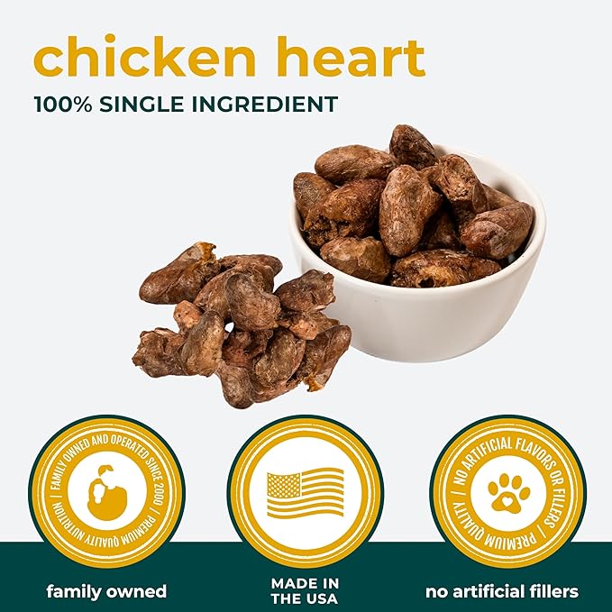 Momentum Carnivore Nutrition Freeze-Dried Chicken Heart Dog Treats & Cat Treats – Single-Ingredient, High-Protein, Grain-Free, Naturally Nutrient-Rich – Made in USA – 3.5 oz Bag