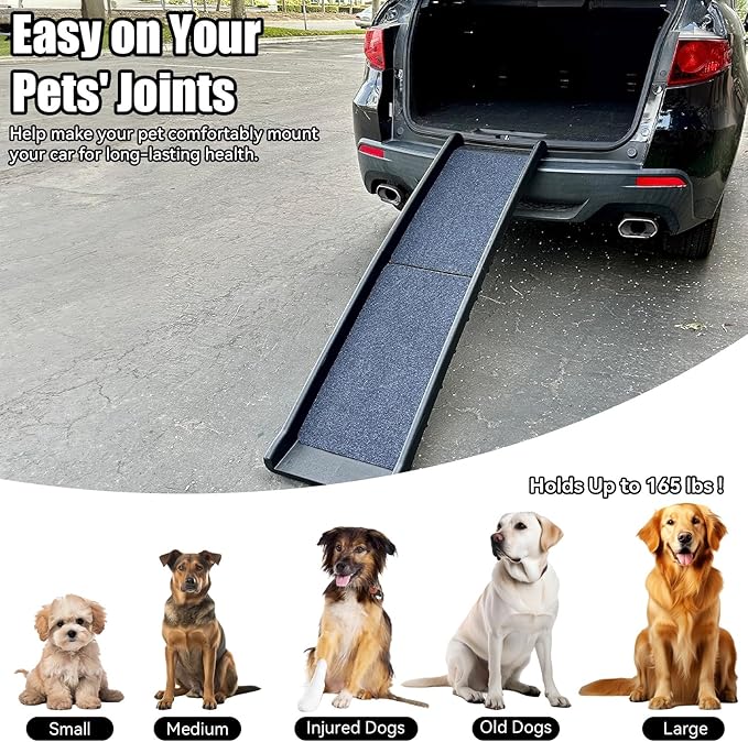 PawStep 51006 61 inch Portable Folding Pet Ramp with Carpet Great for Truck SUV Car