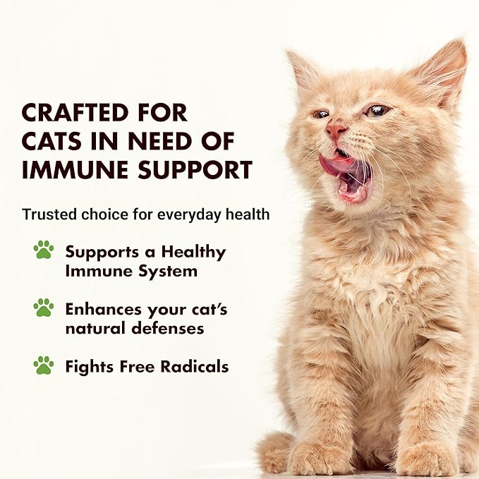 LIQUID-VET Immune Support for Cats – Daily Formula with Inulin, Beta-Glucan, Vitamin E, Omega-3s, Fermented Yeast & More! - Made for Picky Eaters