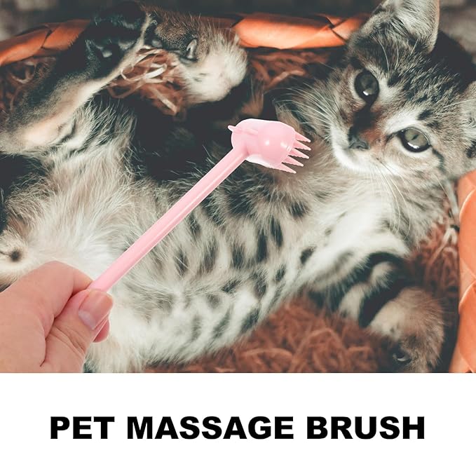 SUPVOX Cat Grooming Brush and Massage Brush for Shedding Removal Compact Pink with Scratching and Itch-relief Function Suitable for Cats and Kittens