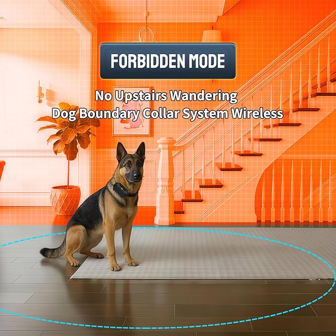 Wireless Fence for 3 Dogs Radar Wireless Dog Fence, 10–120ft Adjustable Boundary, IPX7 Waterproof Dog Collar, Beep/Vibration/Shock Collar, Dog Fence Outdoor for Yard (2 Collars)