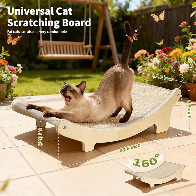 HOTEAGLE Sisal Cat Scratcher Pad Indoor -Natural Cat Hammock for Scratching and Lounging, Durable Wooden Cat Bed Ideal for Large/Small Cats（Large）