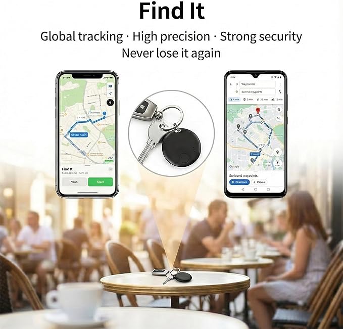 Air Tracker Tags-2 Pack, Bluetooth Tracker with Sound, Compatible with Google’s Find Hub (Android) and Apple Find My (iOS), for Keys, Wallets, Luggage, Pets, No Subscription (Black+White)