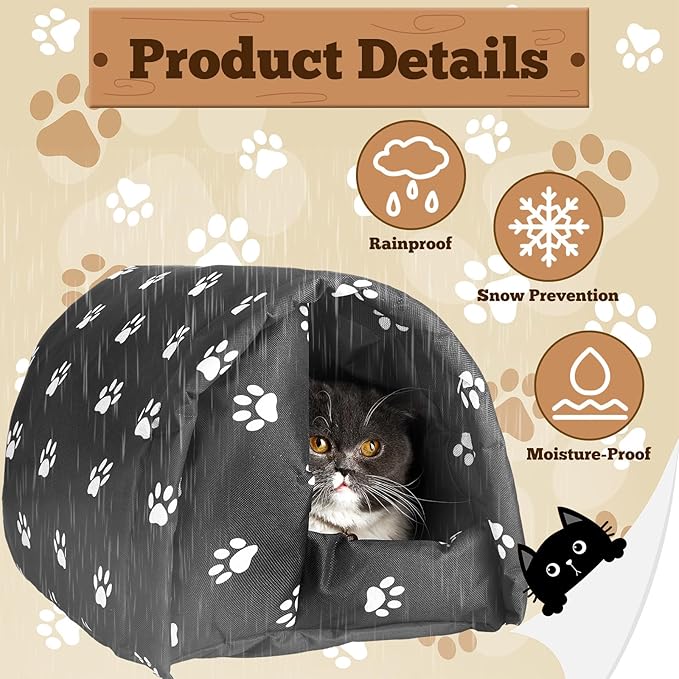3 Pcs 16.5 x 12 x 11 Cat Houses for Outdoor Cats Bulk Weatherproof Waterproof Rainproof Foldable Cotton Insulated Feral Dogs Tent Shelter Pet Beds for Keep Warm Outdoor Indoor Garden for a 4kg Kitten