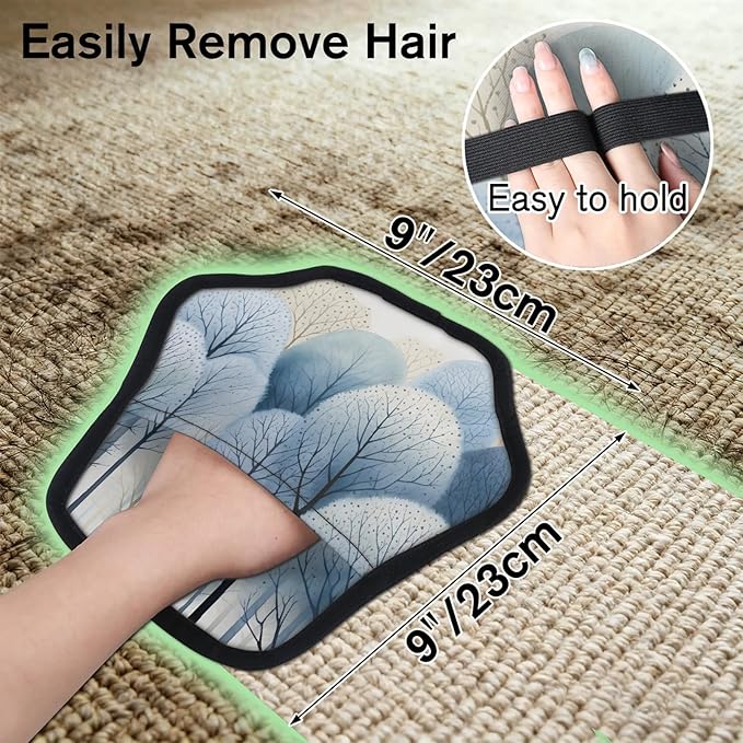 Forest Pattern Electrostatic Pet Hair Removal Glove for Cats & Dogs - Reusable Grooming Mitt for Couch, Carpet, Car Seat & Laundry - Large 9x9 Inch