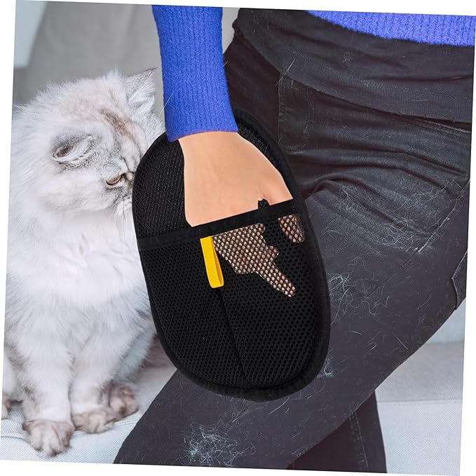 Hemoton 4PCS Pet Hair Removal Gloves Reusable Dual Sided Grooming Tool for Cats Dogs Shedding with Static Prevention for Cleaning Furniture Carpets