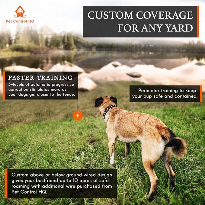 Wireless Dog Fence System - Dog Fence Electric Shock Collar Training with Remote - Pet Containment System with Fence Wire Underground Perimeter (2 Dogs with Remote)