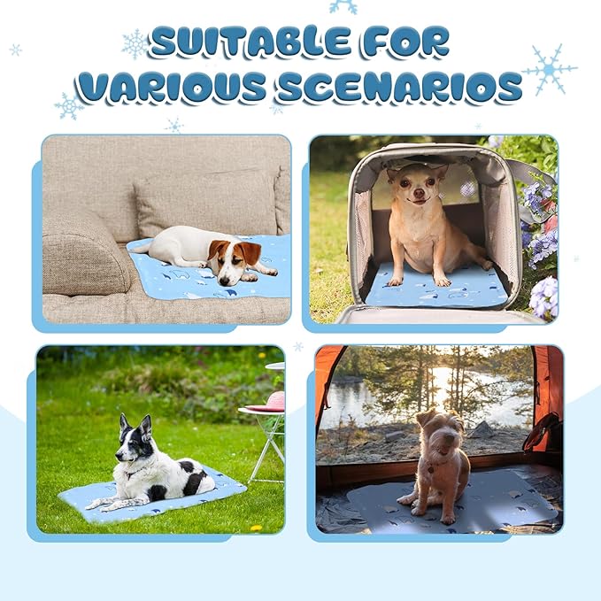Nuanchu Dog Stroller Cooling Mat Waterproof Outdoor Pet Cooling Mat Washable Summer Cat Sleeping Blanket for Pet Stroller(11.81 x 19.69 Inches,Sky Blue Bear)