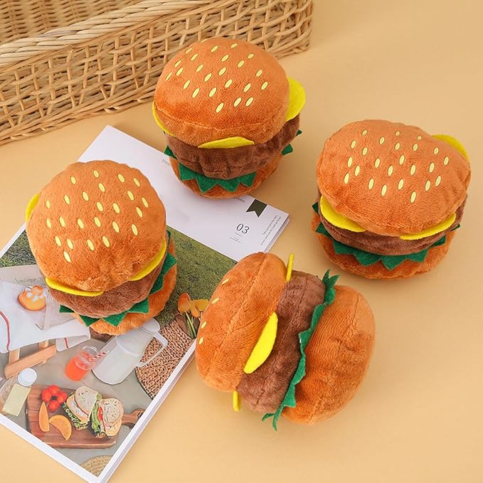 Dog Chew Toy Pet Plush Hamburger Aggressive Chewers Teething Puppy Gift Pet Supplies for Dog Puppies