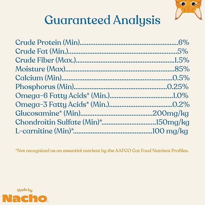 Made by Nacho Bone & Joint Support Meal Topper, Cage-Free Chicken Puree with Bone Broth, Cat Food Topper, Hydration and Flavor, Immune Support, 1.4 oz Each, 18 Count